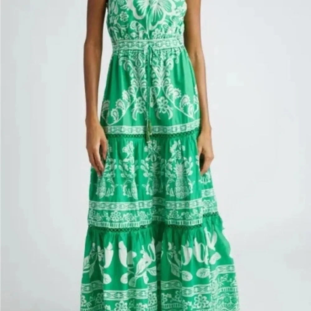 Farm Rio NWT One-Shoulder Green Floral Maxi Dress Size XSmall - Picture 3 of 5